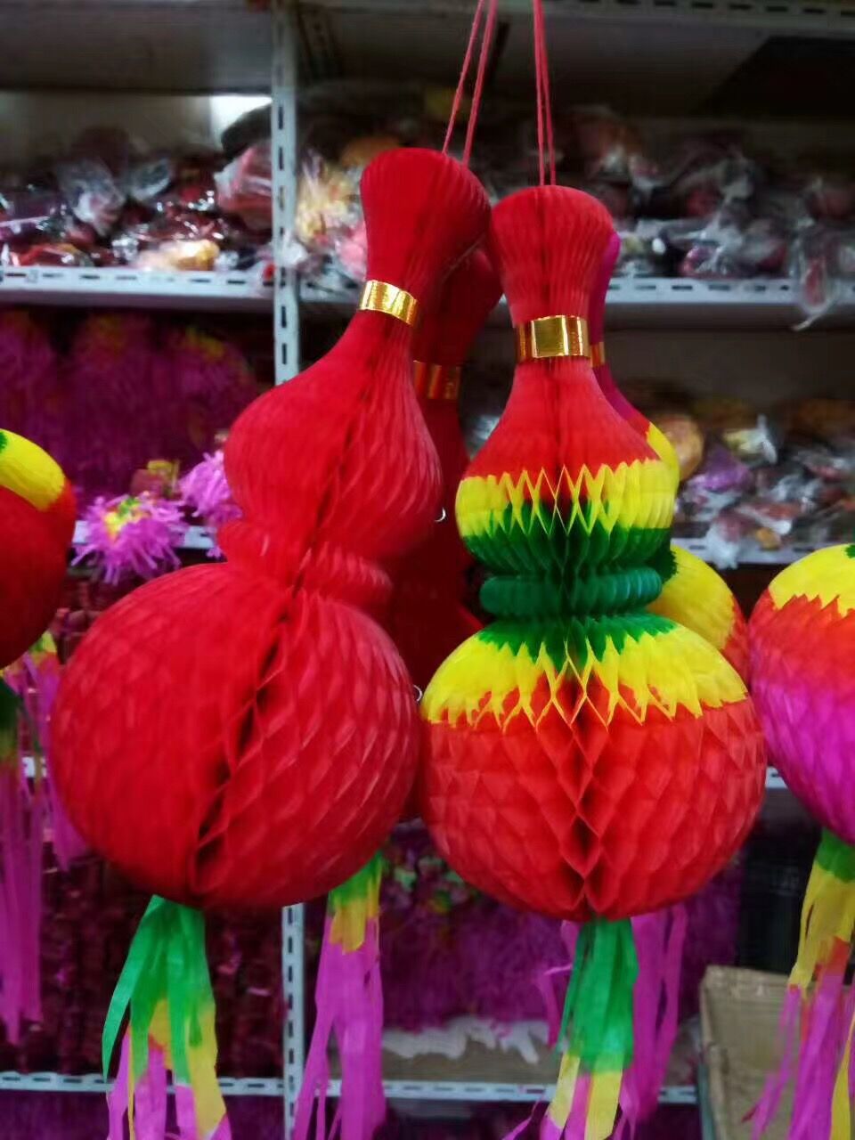 2022端午节纸葫芦彩色葫芦彩桃苹果宫灯瓶嘴蜂窝葫芦