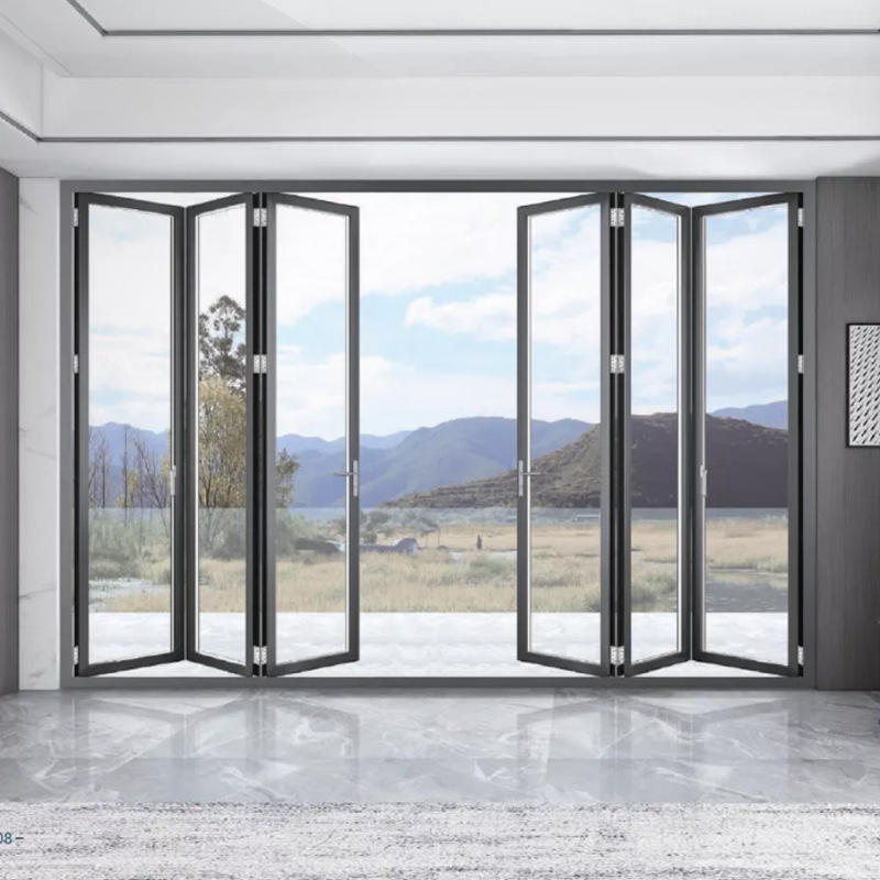 供应手动折叠门 铝合金折叠门工业折叠门 别墅玻璃折叠门