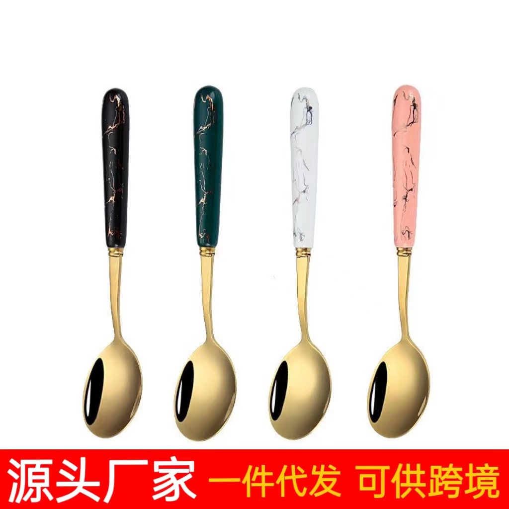 Factory Batch Creative Stainless Steel Knife, Fork and Spoon Good-looking Kitchen Home Western Food Steak Knife Canteen Cute round Spoon