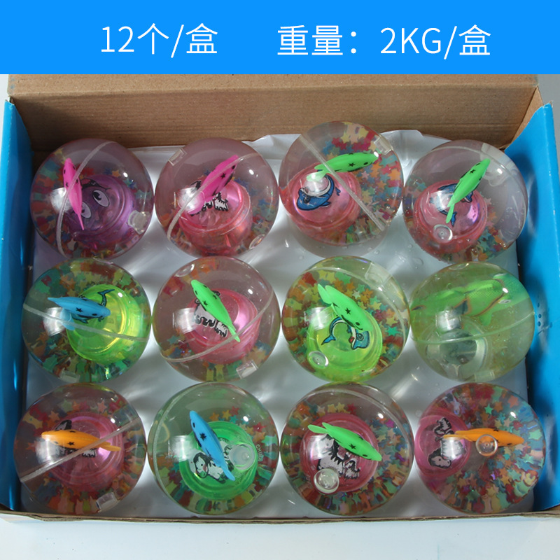 6.5cm Colorful Luminous Elastic Ball Game Hall Video Game City Toy Water Polo Transparent Flash Crystal Ball Jumping Ball