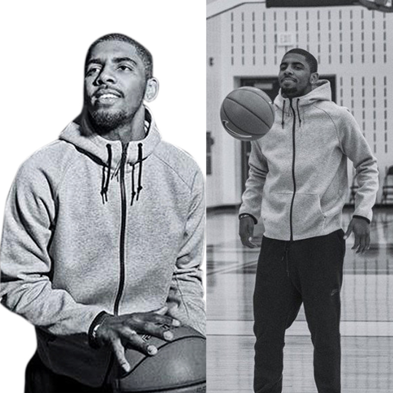 秋季欧文美式篮球运动训练服跑步外套连帽开衫宽松拉链卫衣男上衣