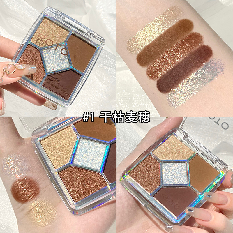 Roto Eye Shadow Plate Matte Shimmer Fine Glitter Cold Brown Earth Color Student Price Small Kit 5 Color Eye Shadow Plate Female