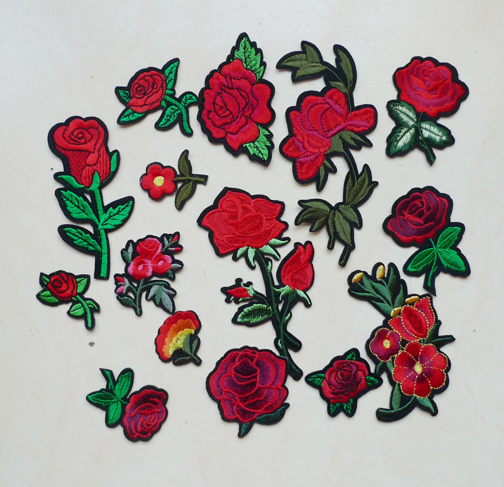 玫瑰花朵布贴补丁贴衣服装饰衣服贴布刺绣贴花破洞图案绣花贴包邮