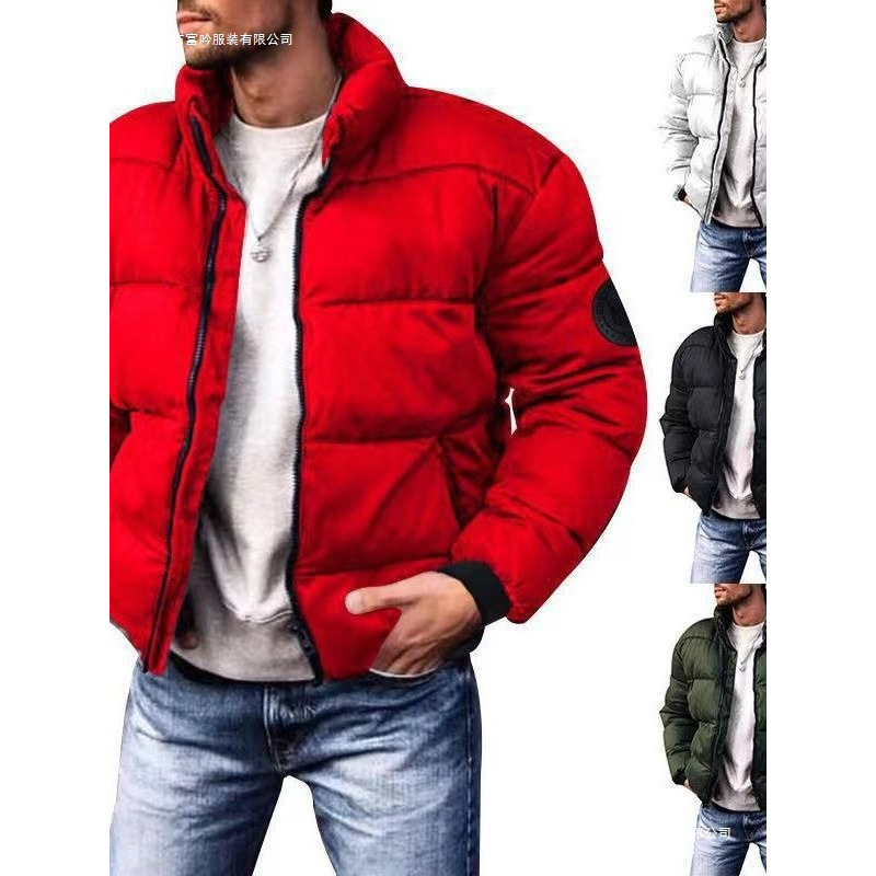 跨境亚马逊冬季新款大码男装棉衣男士立领棉服宽松保暖棉袄外套男