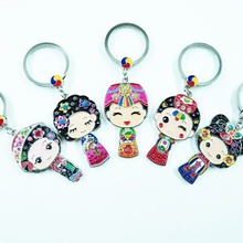 韩国民俗工艺品韩服人偶卡通娃娃钥匙扣 随身镜子钥匙链纪念品