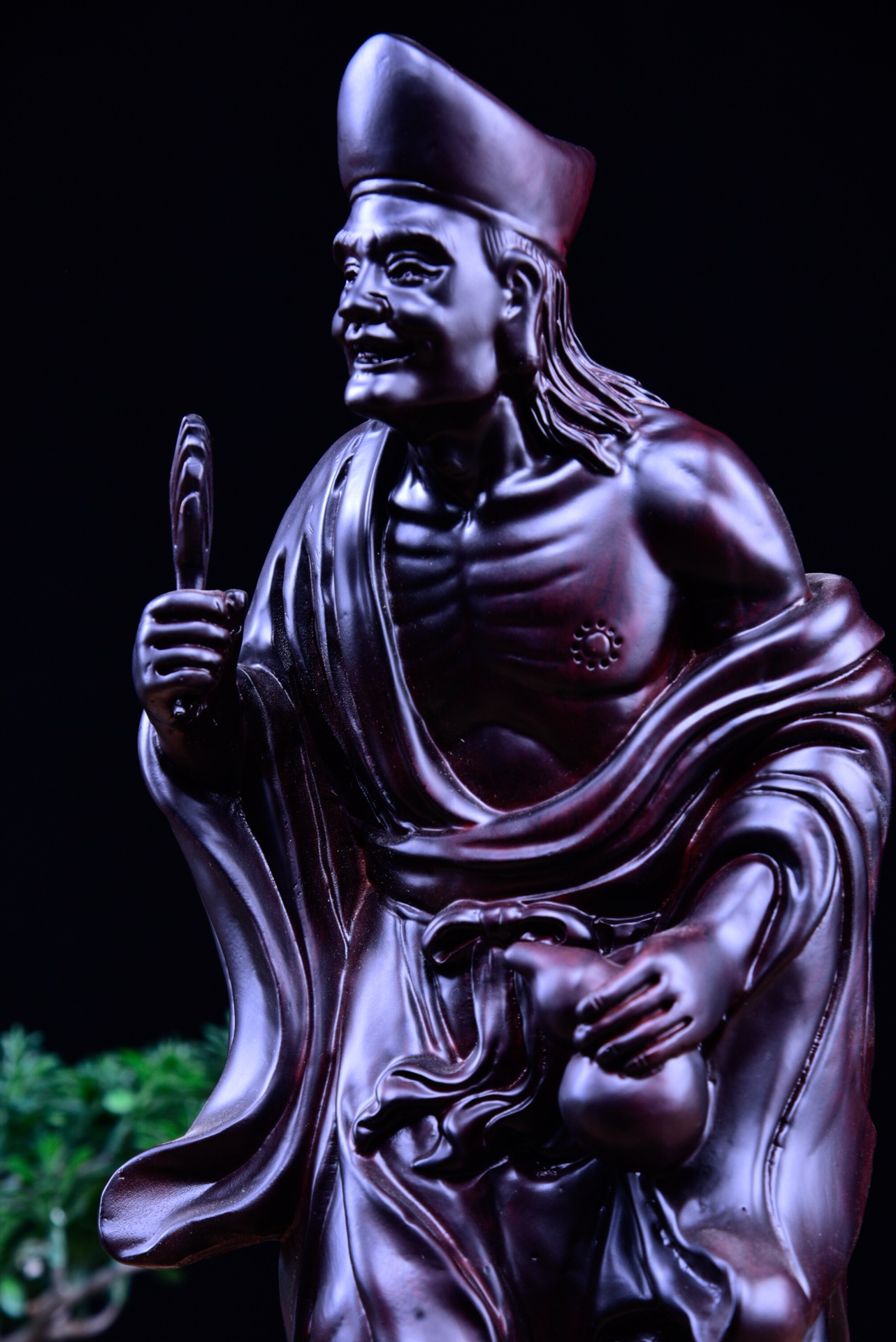 厂家批发黑檀木雕济世活佛摆件济公佛像红木工艺品家居装饰品摆件