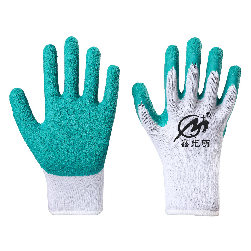 Ten-Needle Wrinkle Rubber Coated Gloves Wear-Resistant Coating Labor Protection Gloves Cotton Thread Wrinkle Rubber Coated Gloves Non-Slip Wear-Resistant Gloves