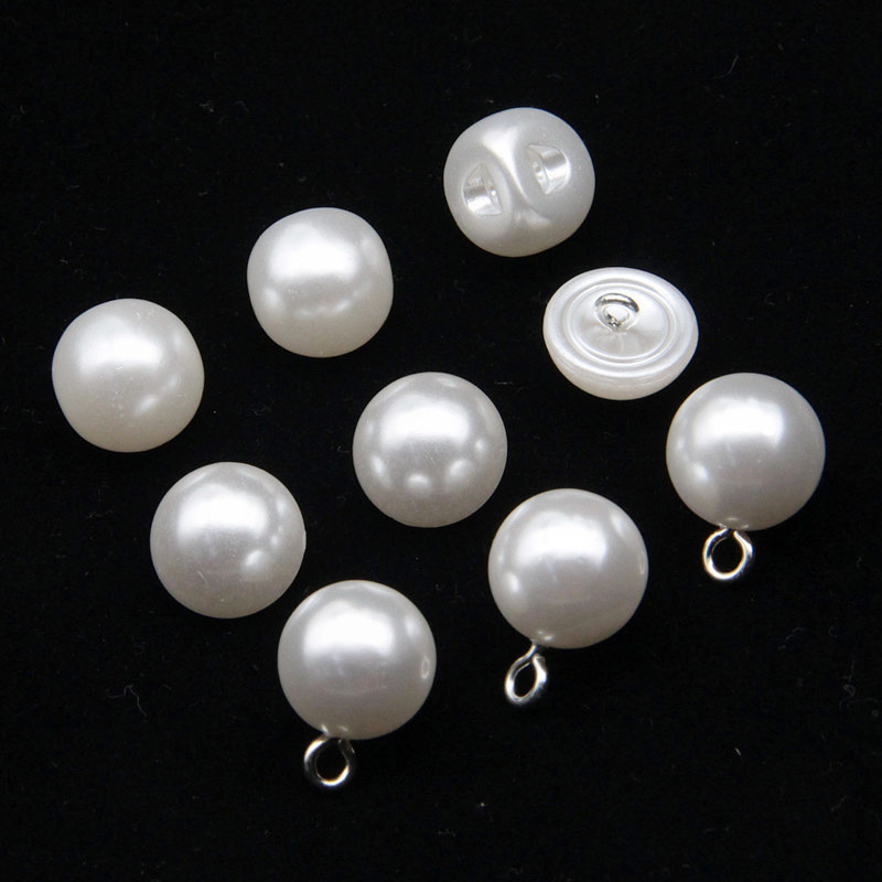 Pearl Button Plastic Buckle Wedding Dress Decorative Button Women's Metal High Foot Buckle White Button Spot Wholesale