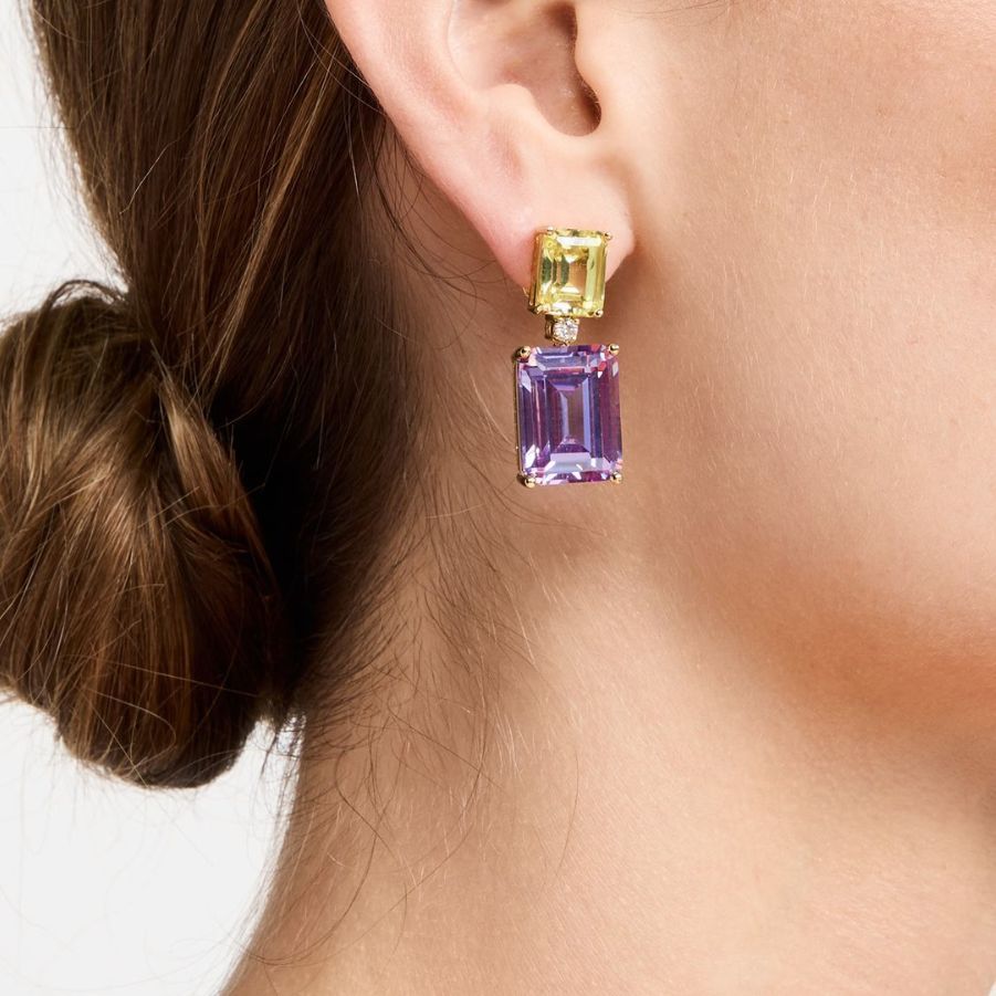 青岛饰品 欧美流行宝石彩钻耳钉耳环 模特博主同款-阿里巴巴