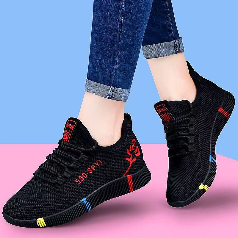 New Old Beijing Cloth Shoes Women's Walking Soft Bottom Non-Slip Mom Shoes Sneaker Breathable Mesh Shoes Stylish Casual Shoes