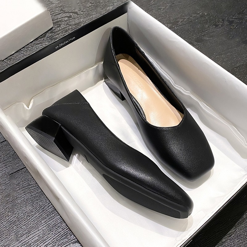 公务员面试女鞋三厘米浅口黑色通勤上班搭配正装职业鞋不累脚高跟