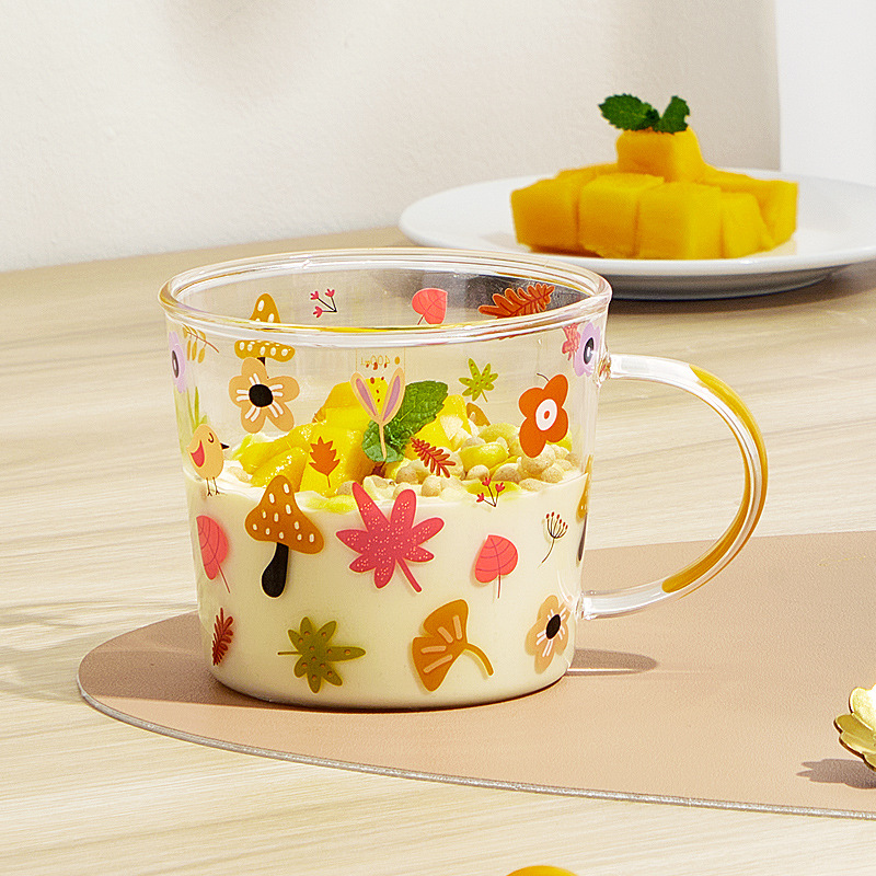 Bofei Borosilicate Glass Cup Girl Cute Ins Style Good-looking Household Oatmeal Milk Breakfast Cup