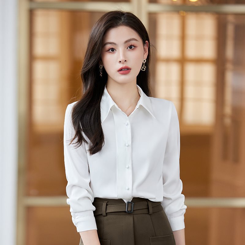 红色衬衫女秋季洋气时尚套装职业装气质职场ol女神范长袖雪纺上衣