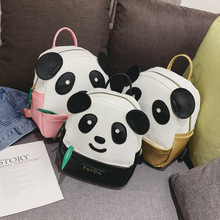 熊猫双肩包2023新款幼儿园书包卡通熊猫竹叶包童趣可爱PU时尚背包