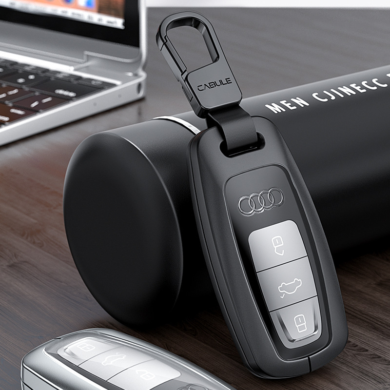 适用于奥迪a6l钥匙包铝合金壳19款新a6l方扣英文标钥匙壳套包改装