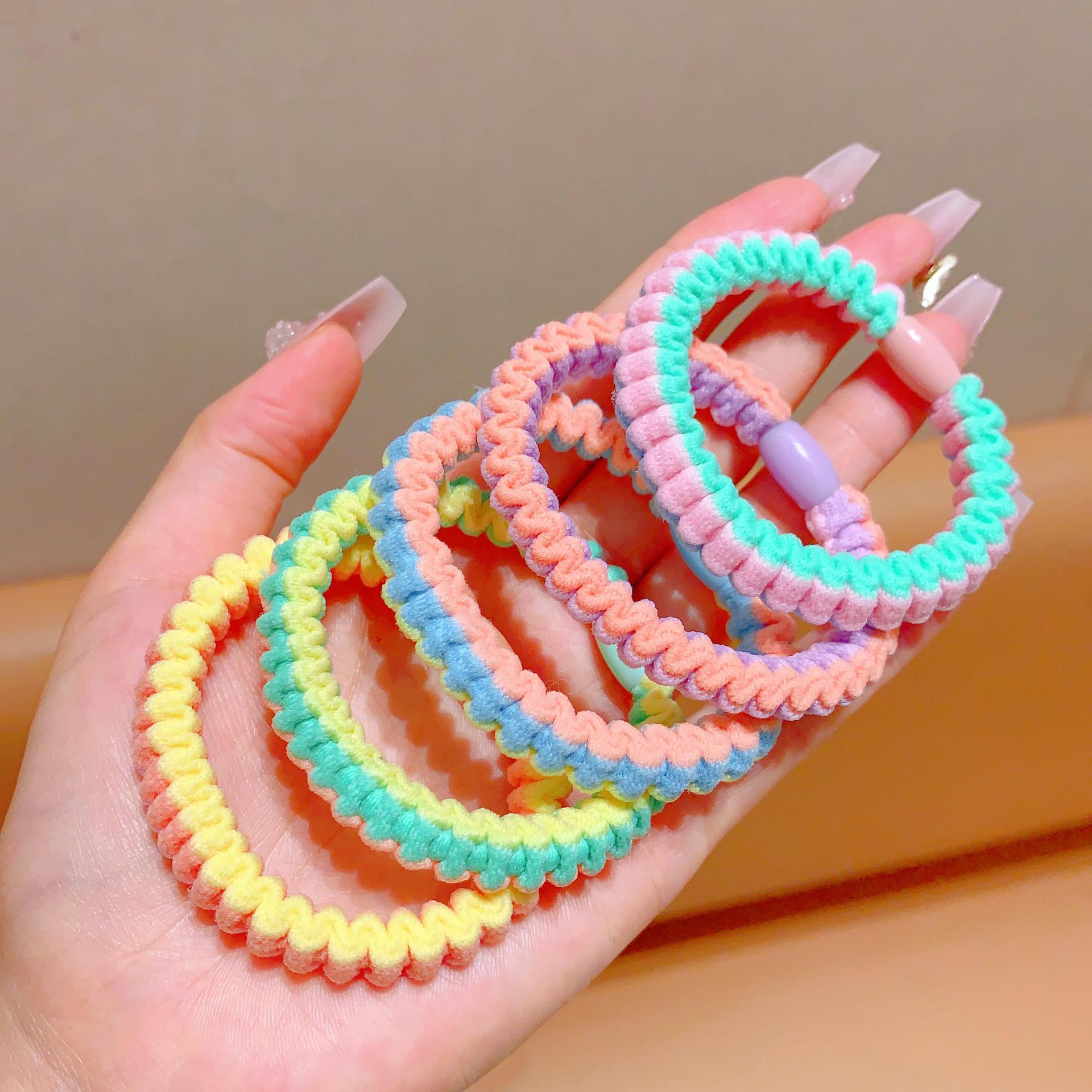 双拼色加粗猪肠发圈头绳少女橡皮筋扎头发高弹力结实发绳发饰头饰