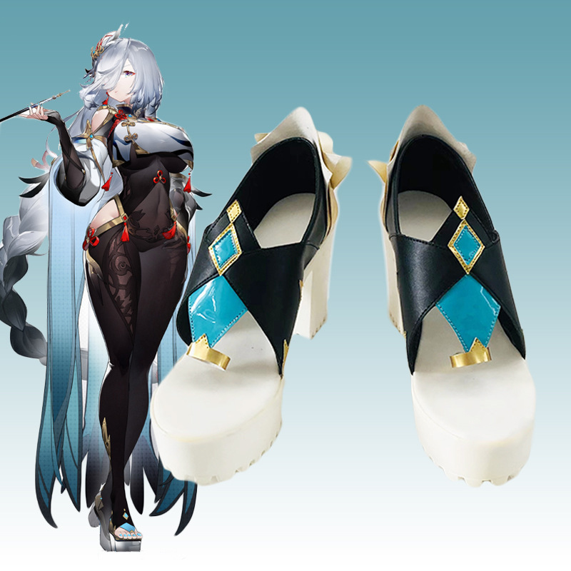 31原神 申鹤cos鞋 cosplay鞋二次元高跟鞋动漫展演出鞋-阿里巴巴
