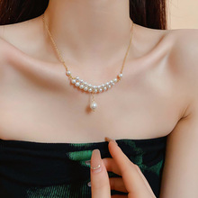 法式巴洛克珍珠吊坠项链气质百搭时尚复古锁骨链高级感小众饰品女