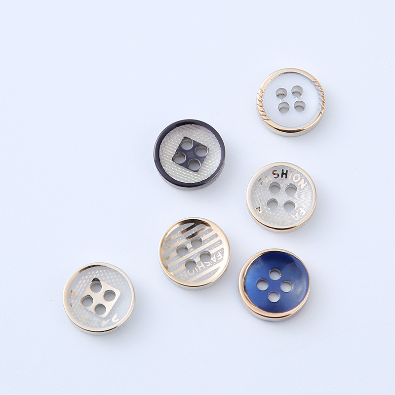 factory in stock resin uv electroplating button four-eye button laser gold button clothing button electroplating uv button