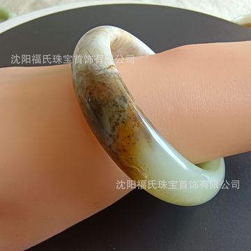 天然岫玉手镯辽阳花玉血管红芬达辽阳粉地球蓝独特花纹现货实拍