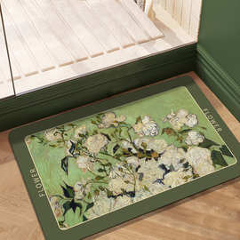 2022新款硅藻泥地垫油画田园风格防滑垫浴室卫生间吸水速干垫家用