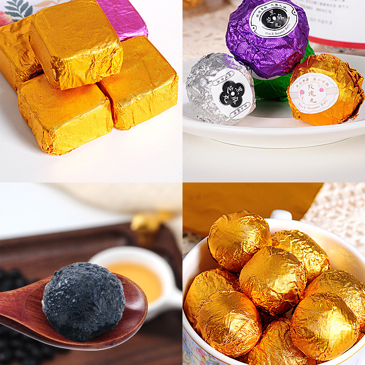 Black Sesame Ball Wrapping Paper Golden Tin Foil Pieces of Chocolate Food Grade Tin Foil Aluminized Paper Candy Candy Wrap