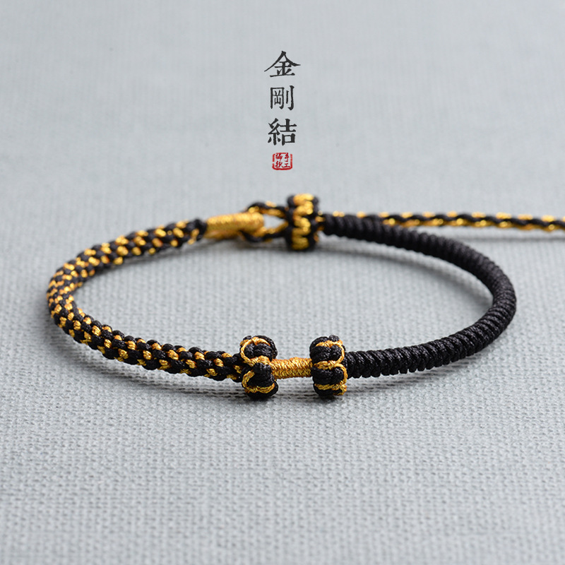 精编手链红绳九乘金刚结半成品铃铛硬金手链绳转运珠红手绳批发