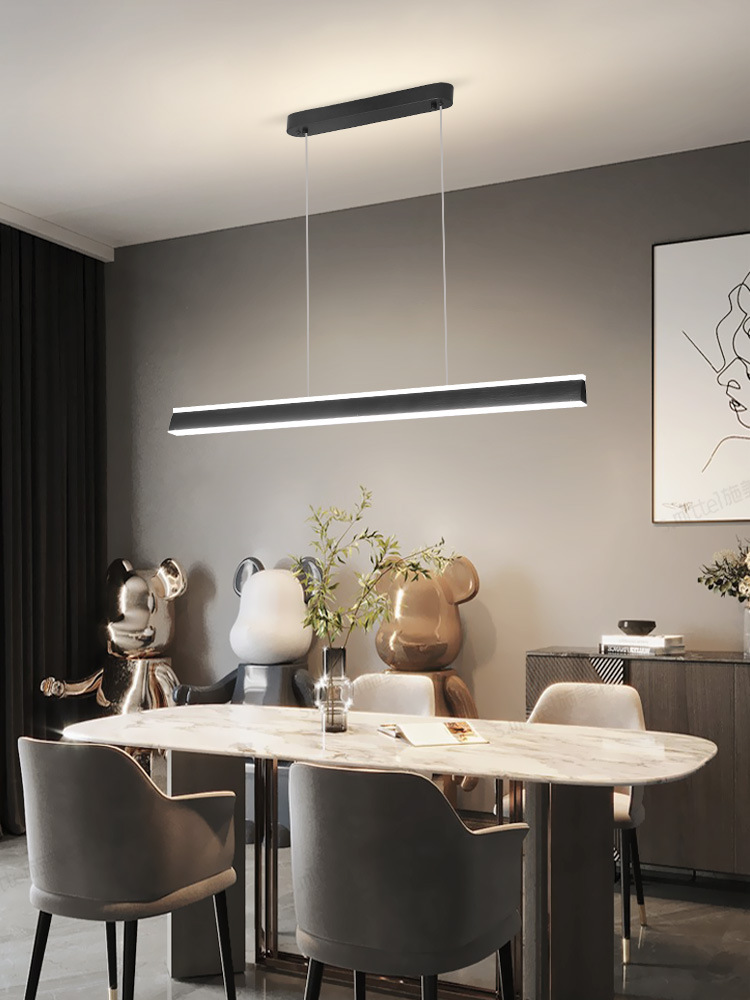 餐厅吊灯现代简约一字led长条灯极简餐厅灯餐桌饭厅吧台岛台灯具
