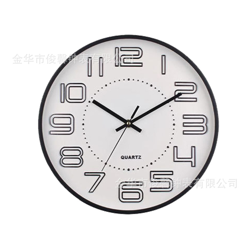 12-Inch Wall Mounted Clock Simple All-Match Travel Time Precision Noiseless Hanging Clock Personalized Creative Font Clear Electronic Quartz Clock