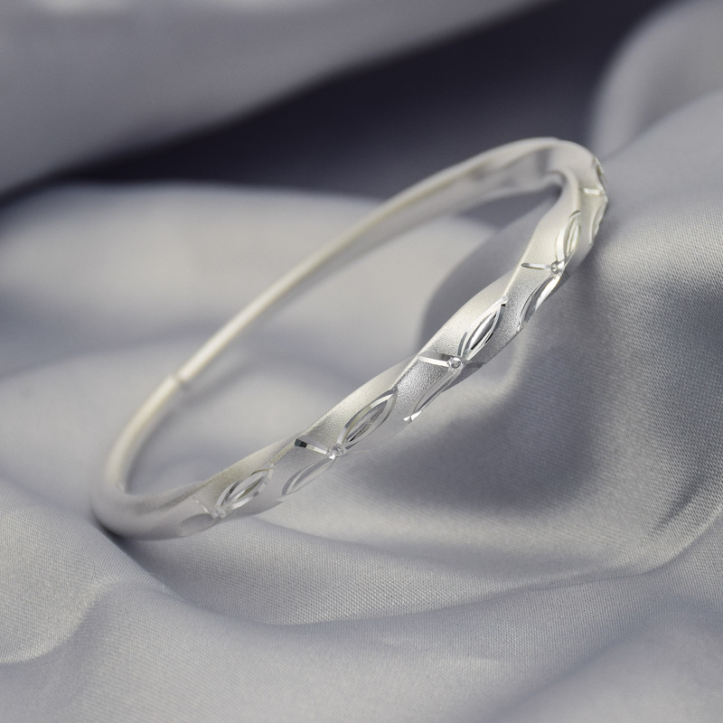 999纯银古法传承手镯时尚千足实心绞丝银手镯麻花年轻款少女镯子