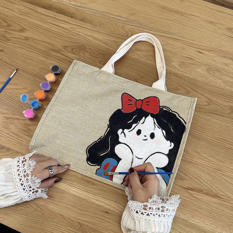 diy绘画帆布袋2021新款潮自制涂鸦材料包涂色手工包手提手绘