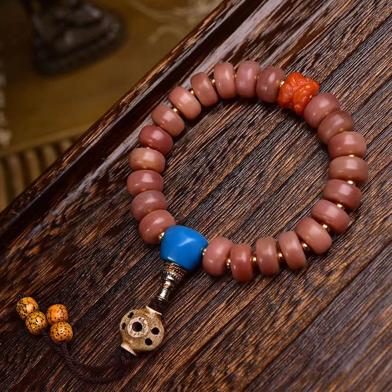 天然原色骆驼骨盘珠手串单圈男女款藏式文玩复古民族风手链饰品