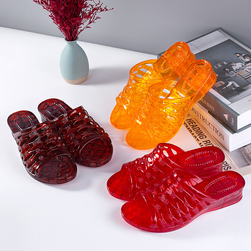 新款2022年 水晶胶凉鞋女塑料拖鞋  时髦女士室内外个性中跟女鞋