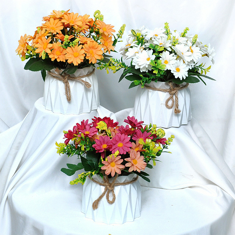 北欧仿真花套装塑料花瓶假花盆摆件韩菊植物盆栽盆景家居桌摆装饰