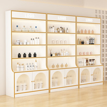 展示柜产品化妆品货架样品美容院美甲店置物架多层玻璃门陈列柜子