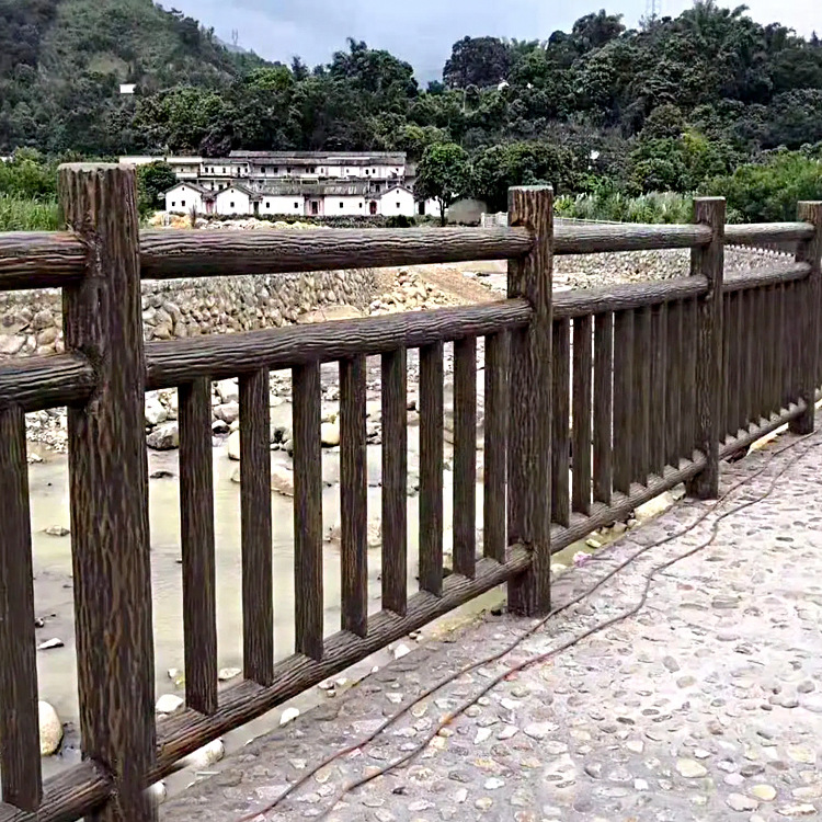 水泥仿木纹护栏小区花园围栏河道栈道景区园林防护栅栏混凝土栏杆