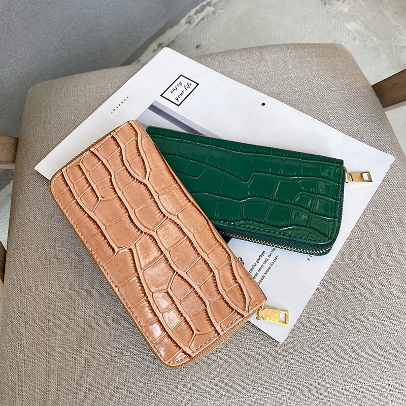 2021 New Women's Long Wallet Female Temperament Crocodile Pattern Clutch Purse Fashionable Stylish Outfit Retro Women Bag