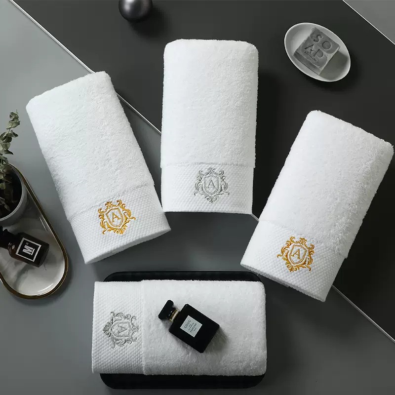 Hotel Bath Towel Five-Star Cotton Thickened Hotel White Face Towel Beauty Salon Bath Bed & Breakfast Absorbent Hotel Towel