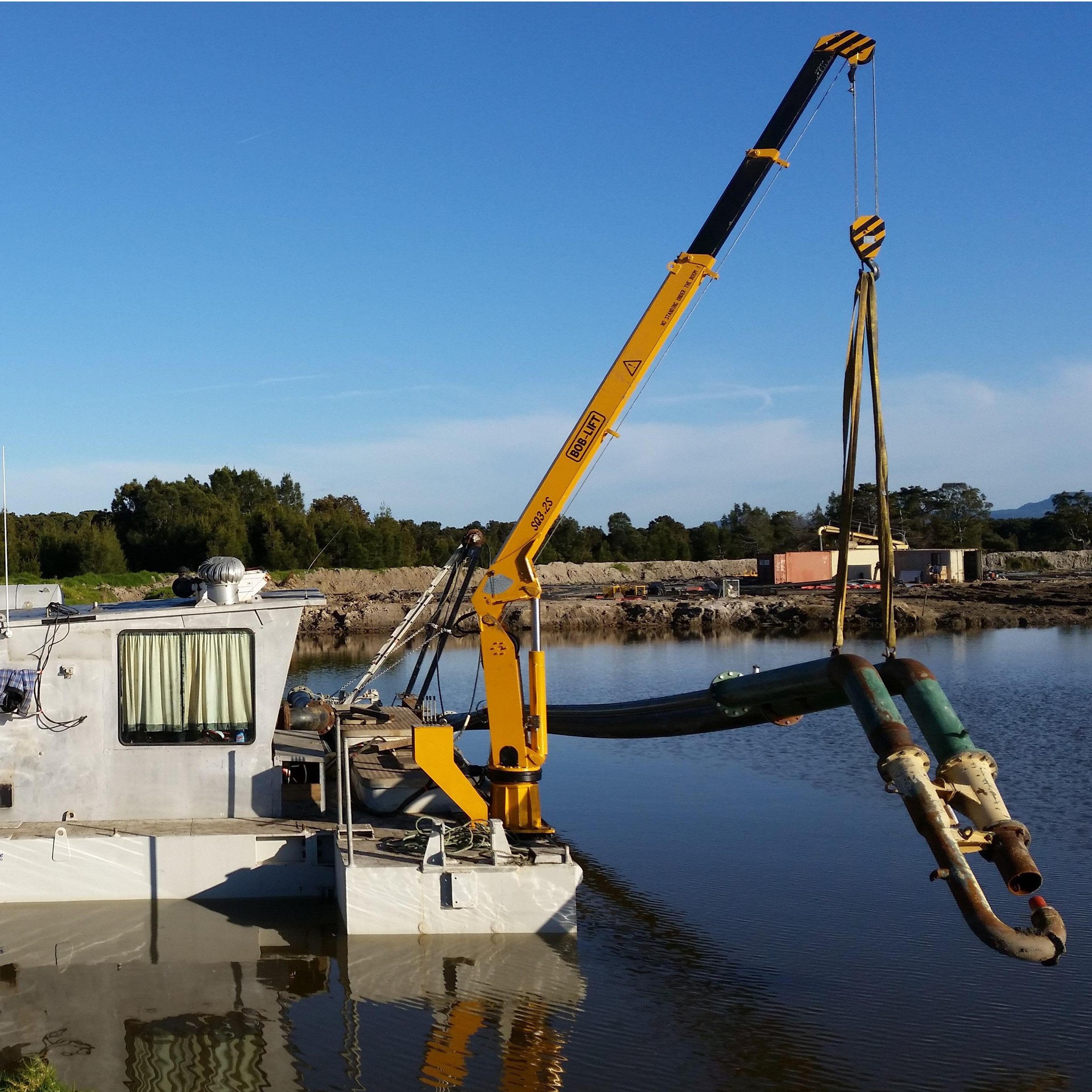 船吊码头平台固定式起重吊机直臂伸缩式水上作业船用起重吊臂厂家
