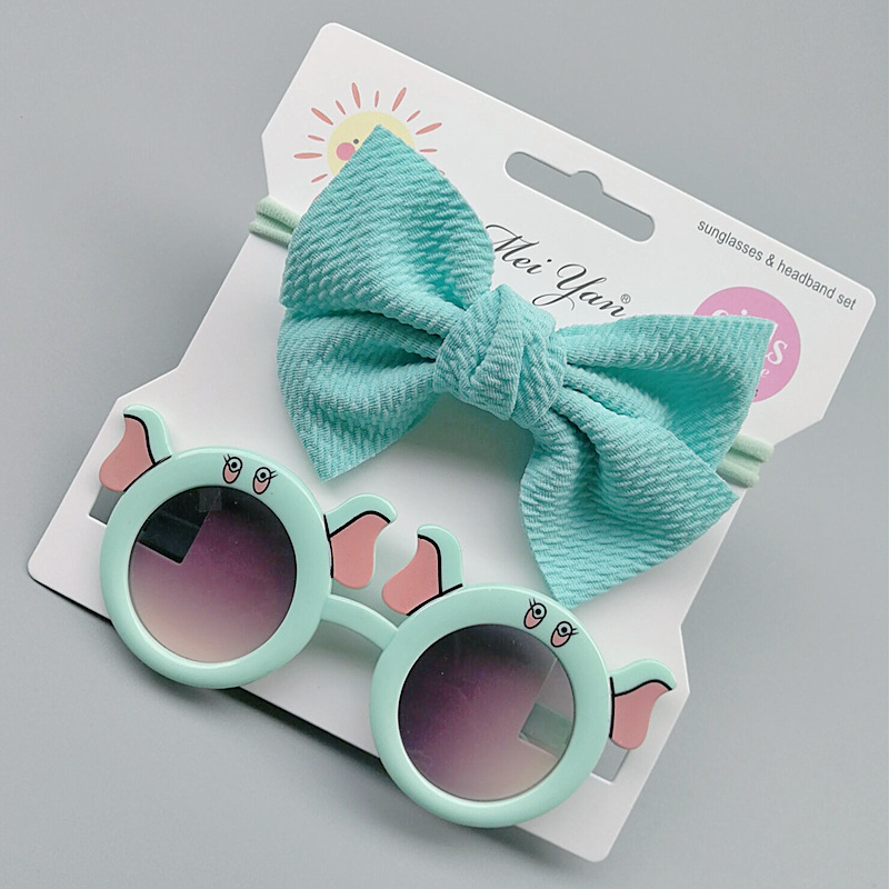 New Kid's Eyewear Sunglasses Cartoon Baby Sunglasses Baby Elephant Bow Solid Color Headband Combination Sets Decoration