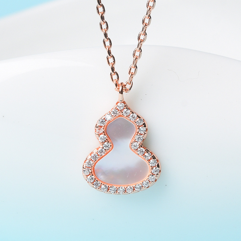 春季新品白贝母葫芦项链女925款毛衣链锁骨链简约时尚款