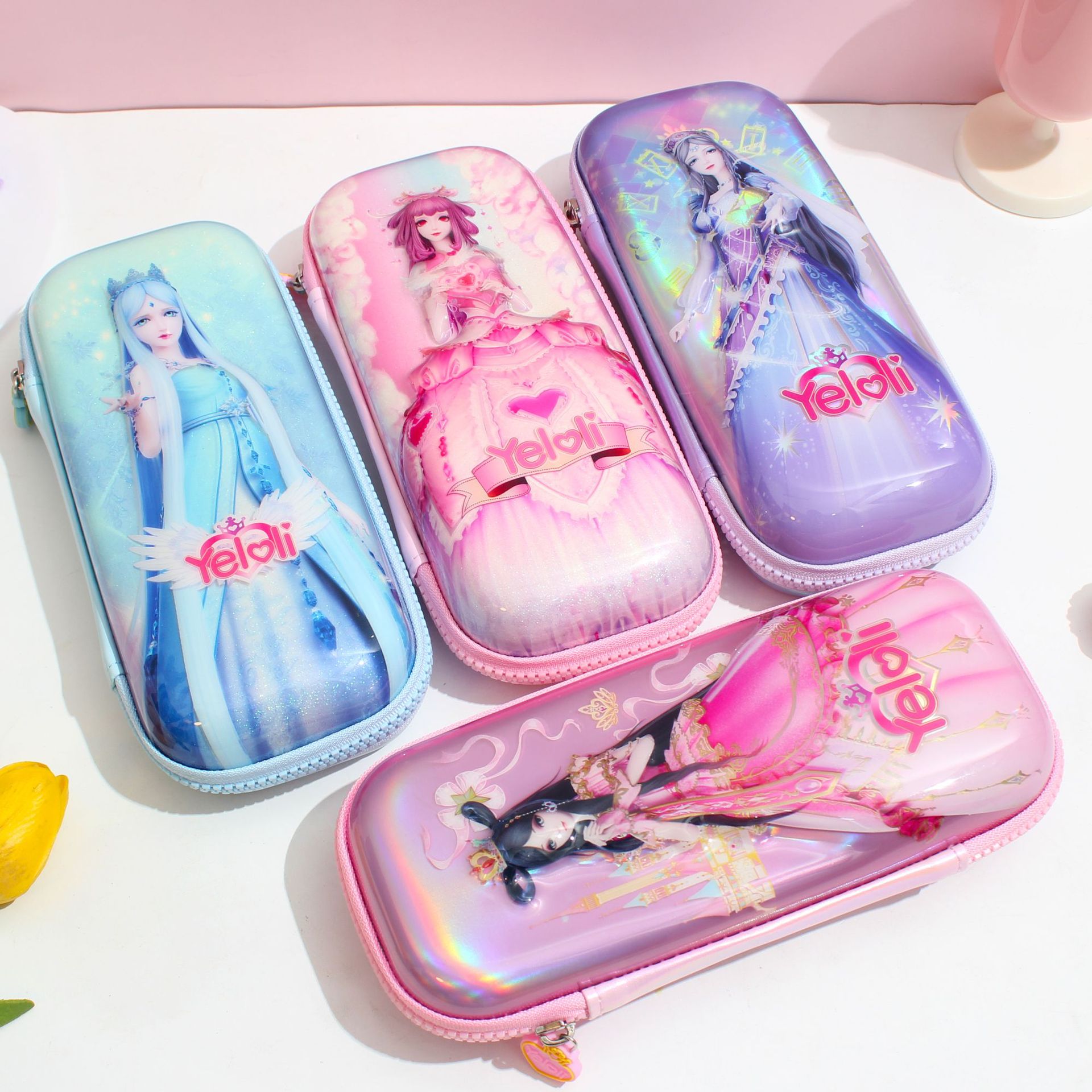 叶罗丽炫彩eva中笔盒冰公主卡通儿童文具收纳大容量拉链文具盒