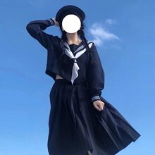 JK制服绀三本水手服基础款套装正统日系中间服藏青海军风学院风女