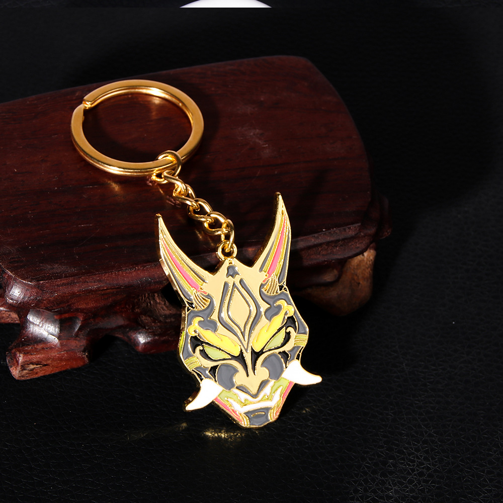 原神游戏周边 魈夜叉傩面具夜光钥匙扣 合金金属挂件二次元礼品