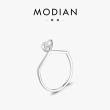 摩典日韩纯银S925戒指不规则糖果色设计方锆高级感ins风轻奢指环