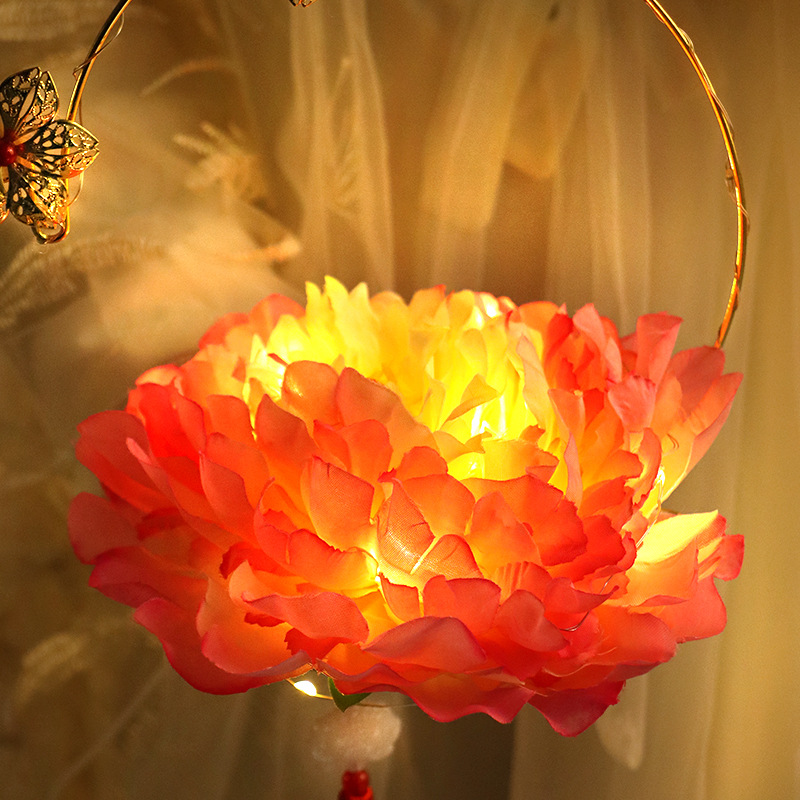 元宵节花灯古风灯笼diy材料包发光莲花灯汉服荷花灯装饰彩灯挂件