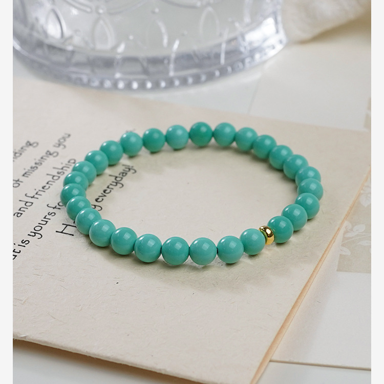 新中式古风蓝松石转运金珠手串清新法式优雅手链小众轻奢女405103