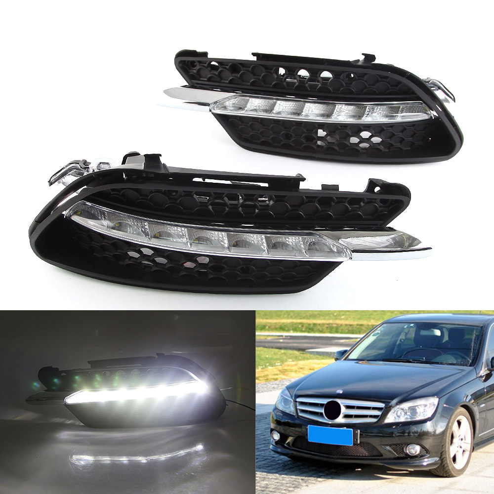 mihaz适用07-09奔驰w204运动版amg日行灯汽车led前雾灯日间行车灯