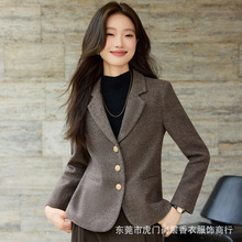 小个子羊呢短外套女2025秋冬新款时尚简约气质单排扣厚款小西装