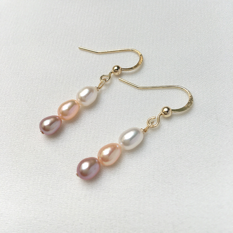 Natural Fresh Water Pearl Long Earrings 14K Gold-Plated Color-Preserving Simple Tassel Ear Hook Taobao WeChat One Piece Dropshipping